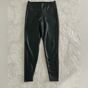 Athleta black faux leather leggings, size medium